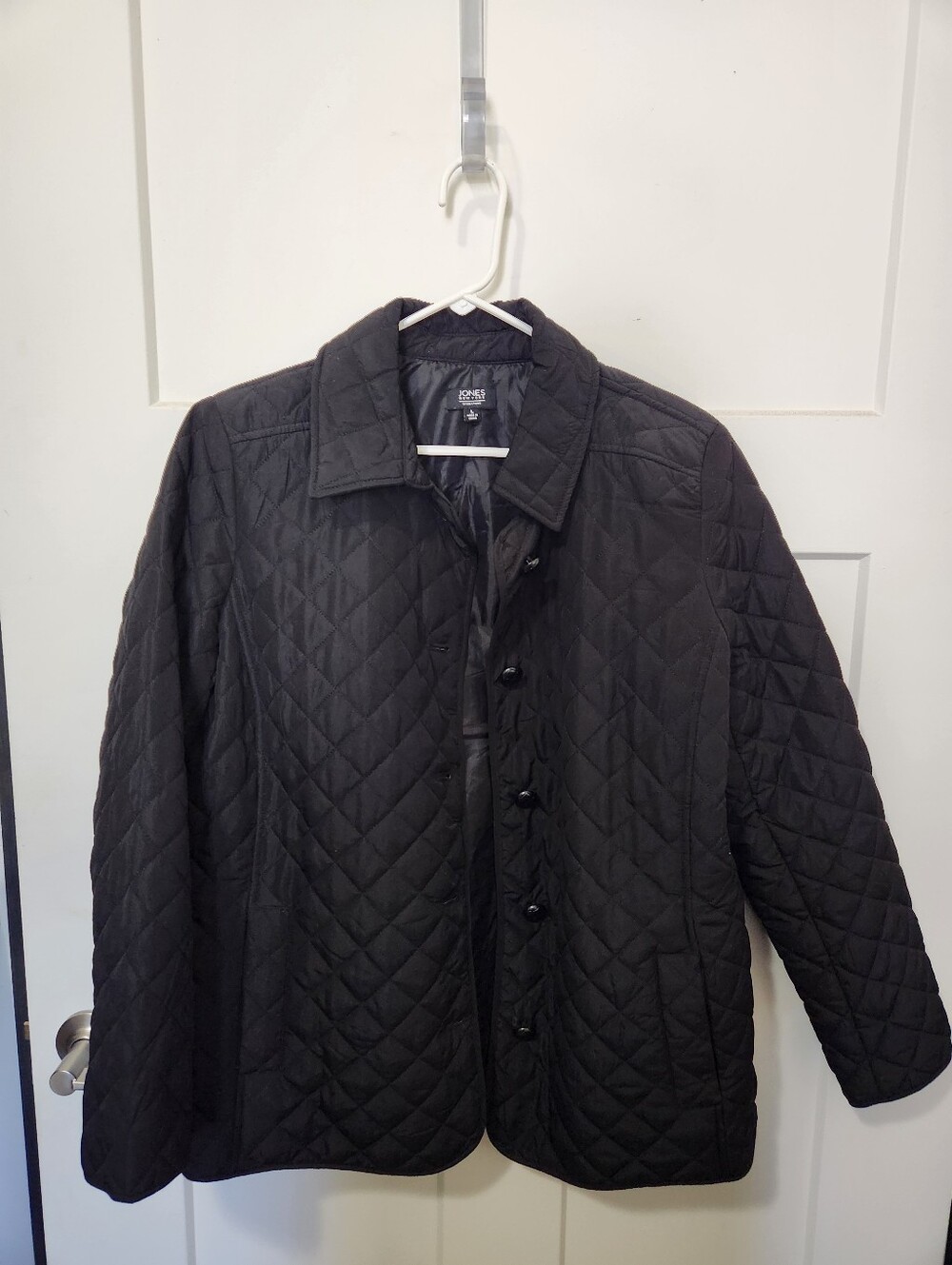 Jones New York Women's Quilted Black Button-Front Jacket